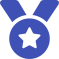 A blue medal with a star on it.