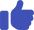 A blue thumb up sign on a black background